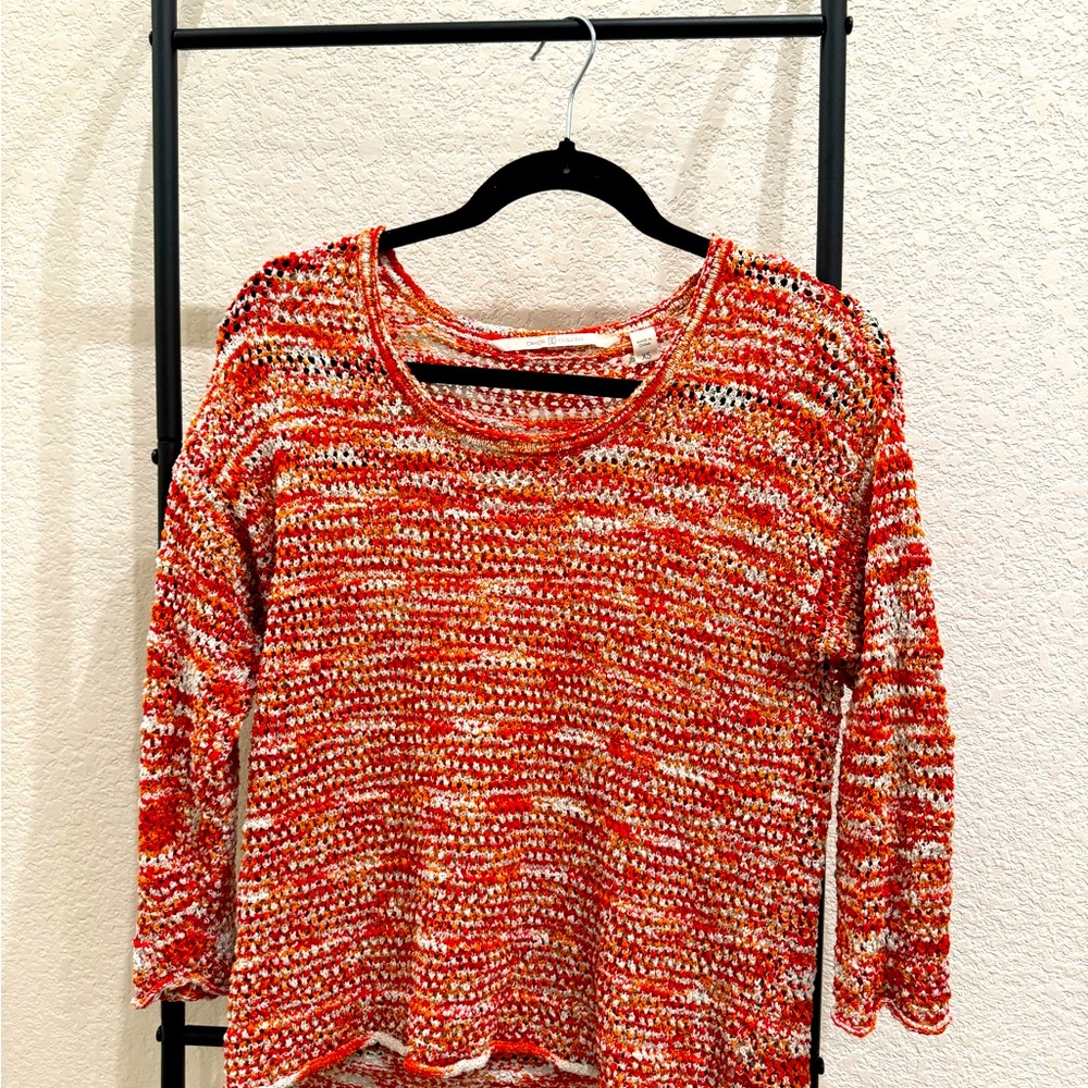 Red orange and white knitted Dakota collective sweater